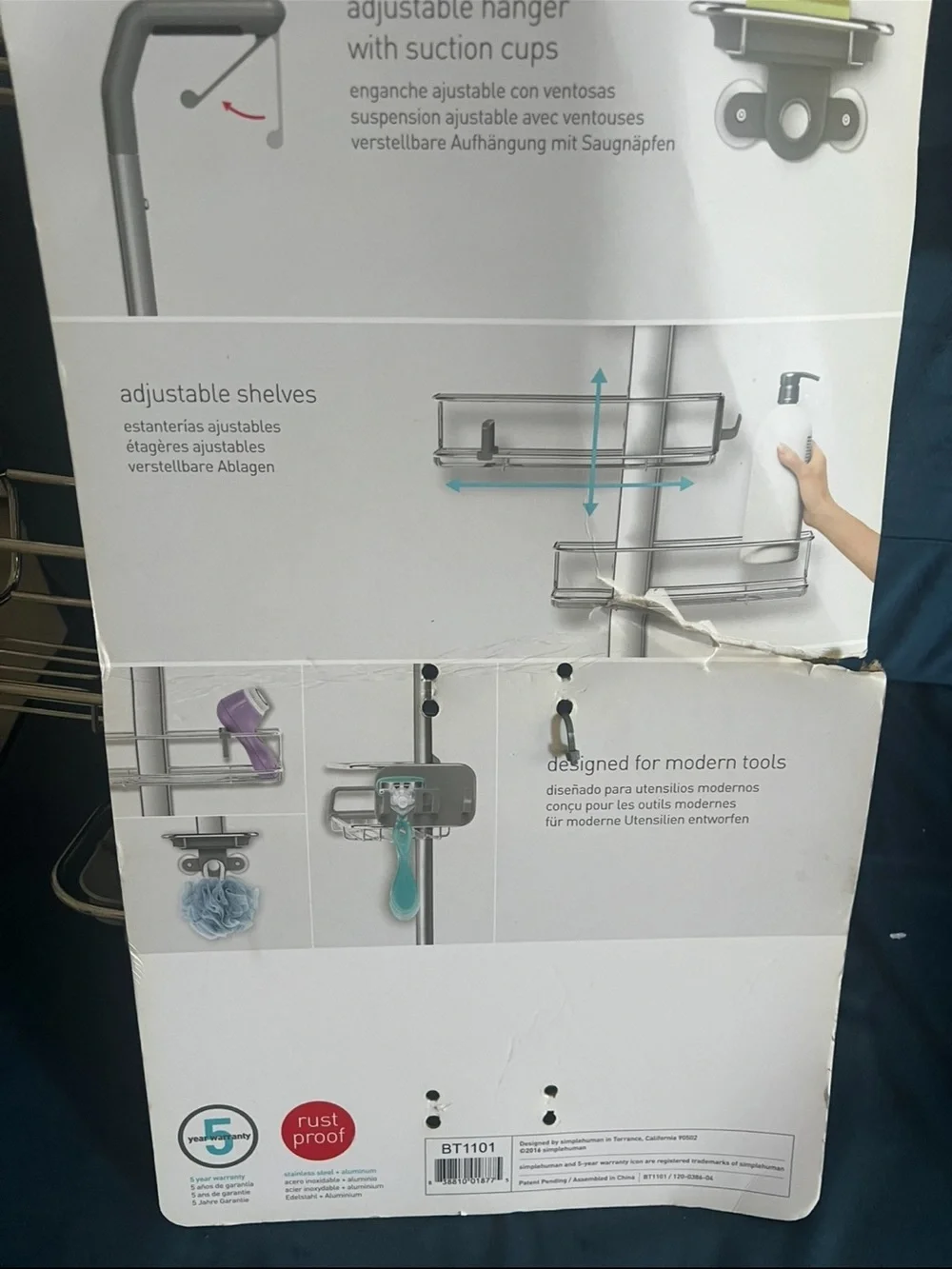 simplehuman Stainless Steel Over-Door Shower Organizer